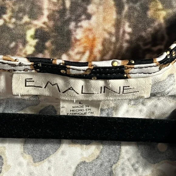 EMALINE Leopard Sleeveless Top Draped Neckline Size L - Picture 4 of 5